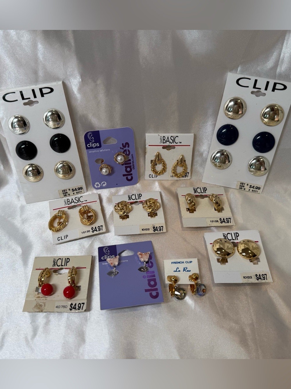 Clip-On Earrings 11 NWT Lot Gold Silver Black Red Pearl Everyday Office Party 82